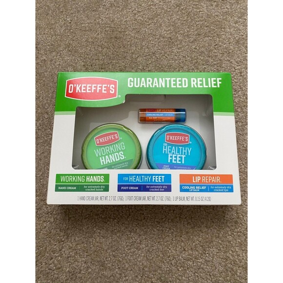 NEW O'Keeffe's Guaranteed Relief Combination Set Lotion for Hands, Feet & Lip - Picture 1 of 8